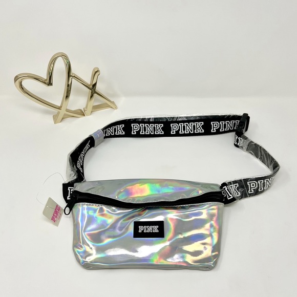 🔥VS PINK Iridescent Silver Fanny Pack Belt Bag - Picture 2 of 9